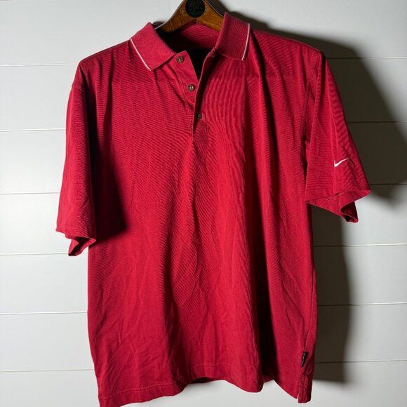 Nike Golf Dri-Fit Short Sleeve Polo Red Size Medium - Picture 1 of 7